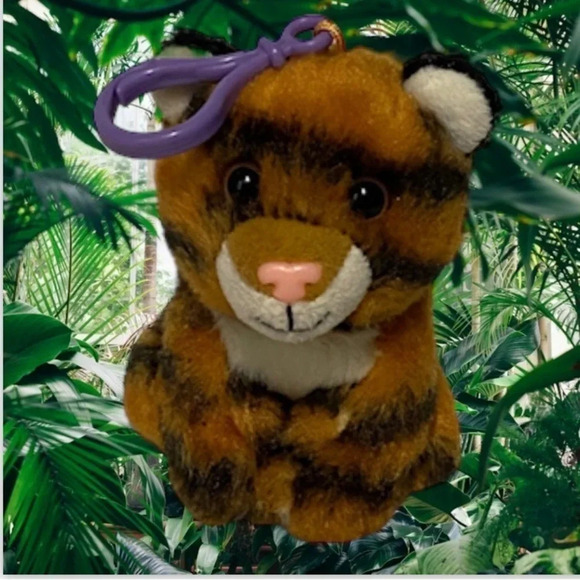 Fluff N Stuff 4 Inch Tiger with Clip Adorable Backpack Purse Book Bag - Picture 1 of 11